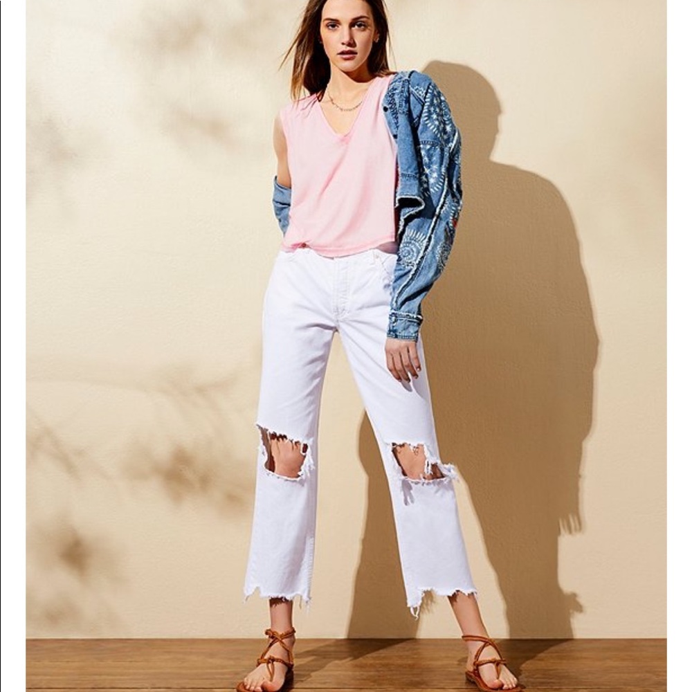 Free People Maggie Midrise Jean in Optic White